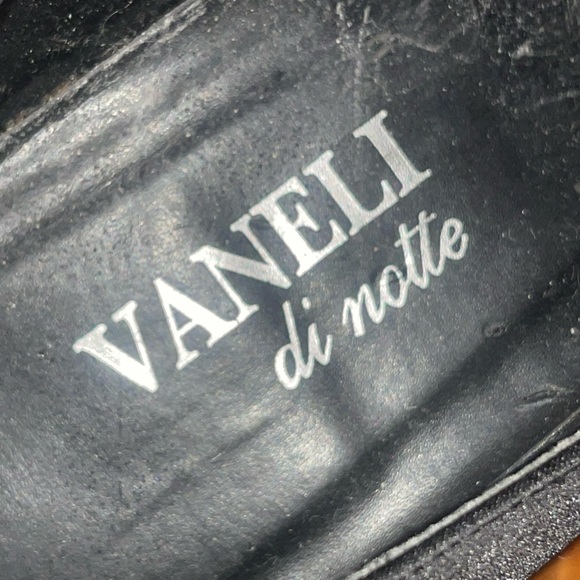 Vaneli Black Satin Ruffle Heels - Picture 2 of 6